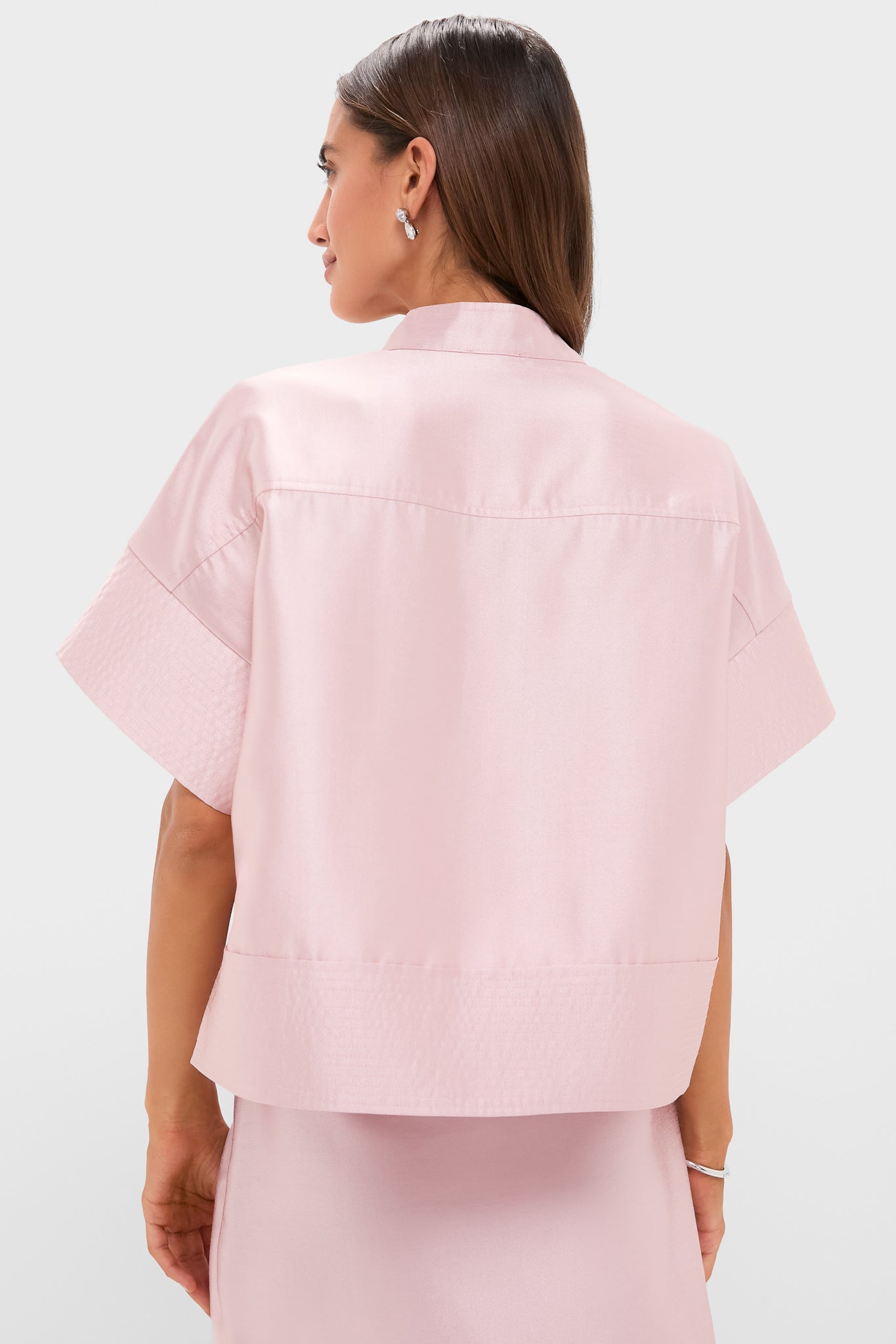 Light Pink Dupioni Trapunto Stitch Sofia Shirt | Tuckernuck