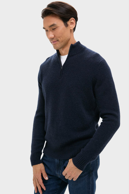 Navy Cashmere Knit Quarter-Zip