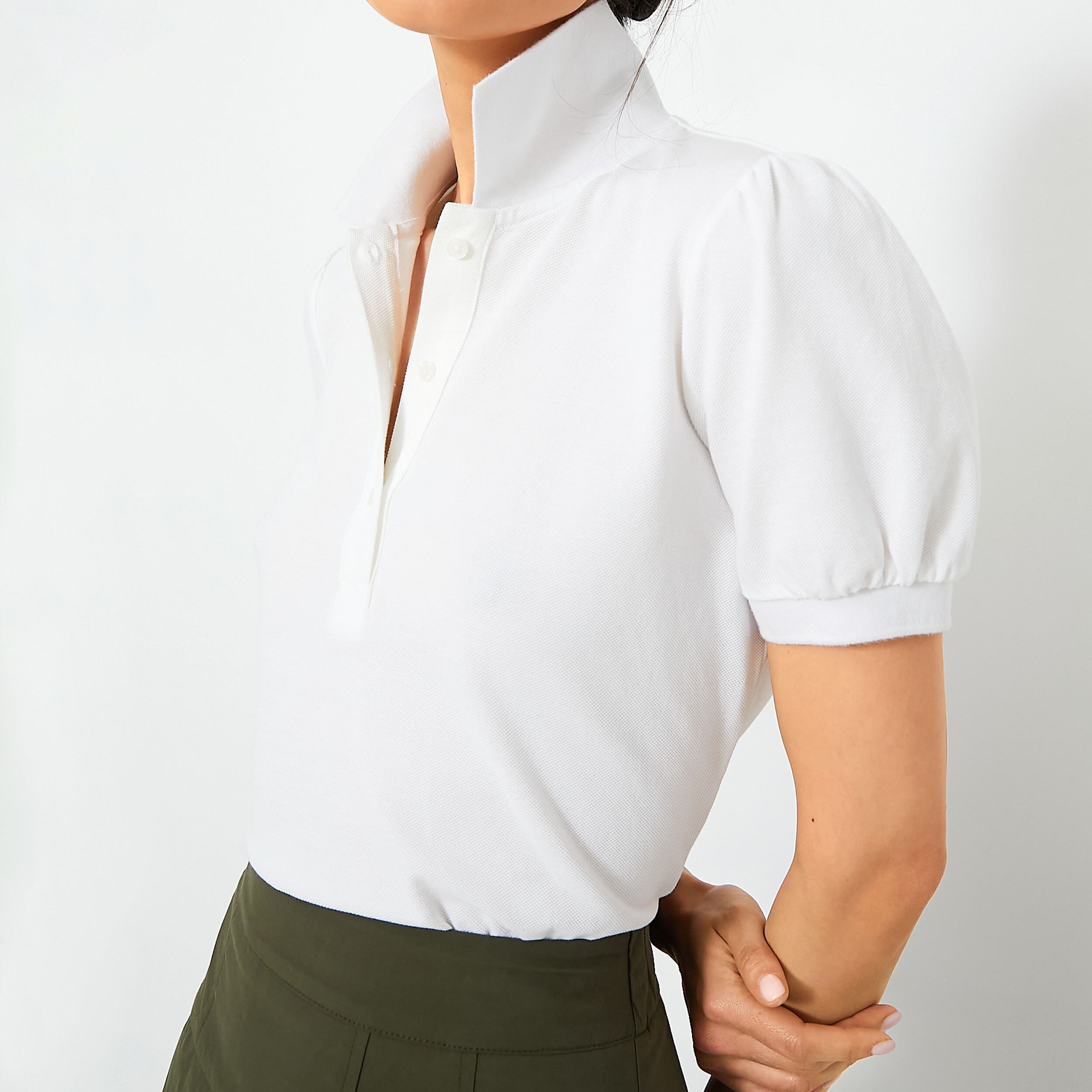 White Pique Puff Sleeve Peggy Polo | Tuckernuck