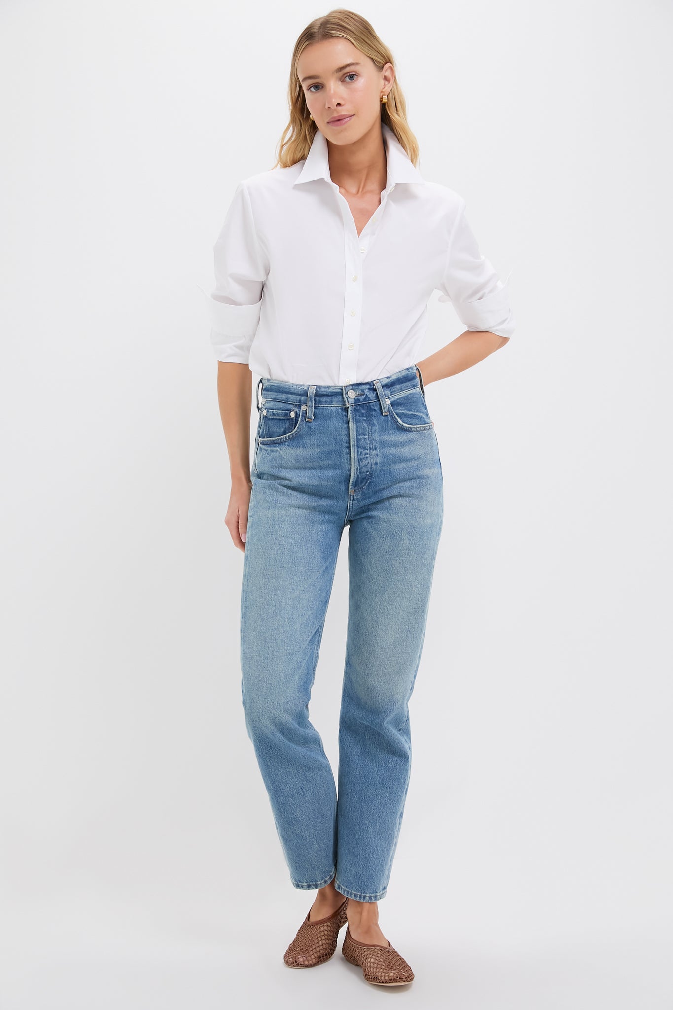 White Poplin Boyfriend Shirt