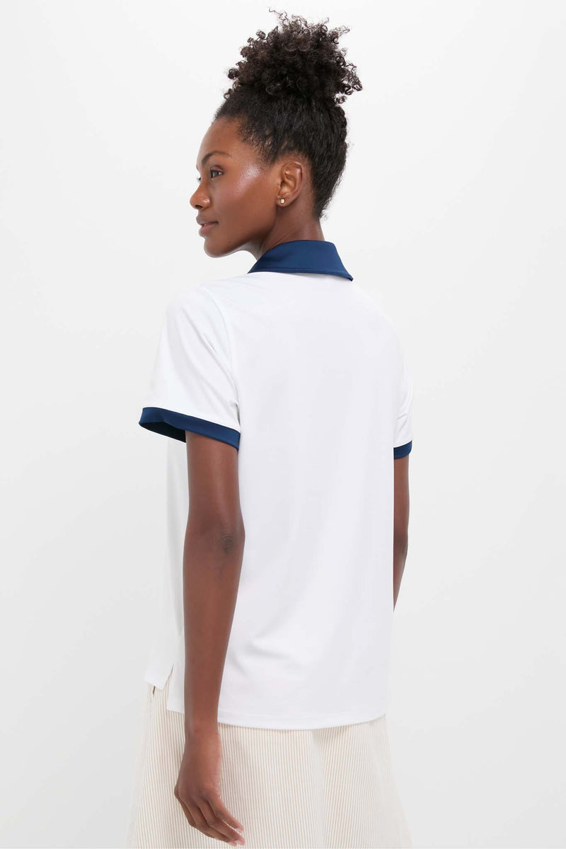 White and Blue Performance Jersey Zoe Polo
