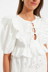 Exclusive White Ruffle Eyelet Top