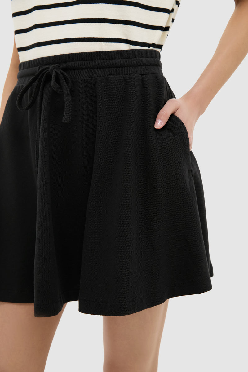Black Pique Radley Mini Skirt