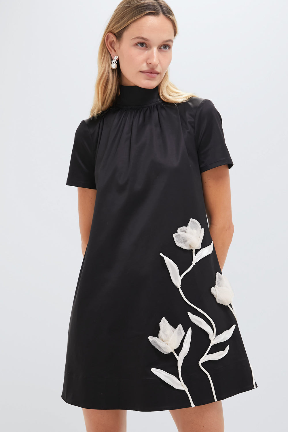 Black Ilana Floral Mini Dress | STAUD Black Ilana Floral Mini Dress | STAUD