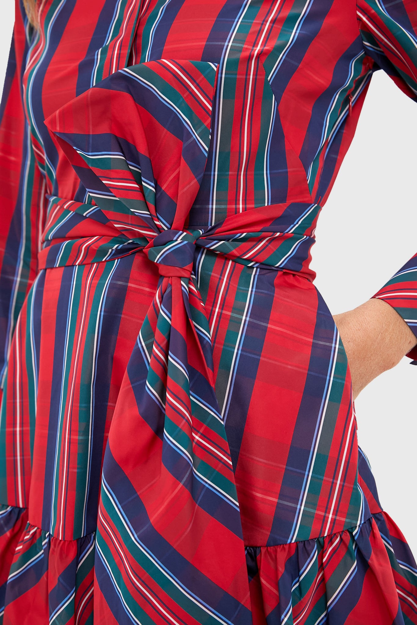 Balsam Plaid Tie Waist Shirt Dress