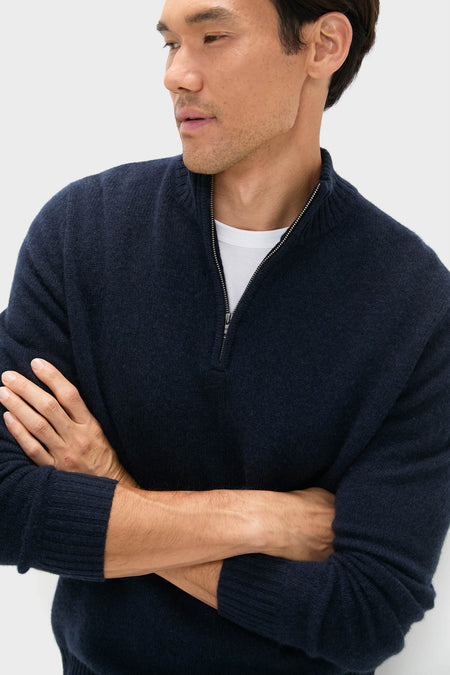 Navy Cashmere Knit Quarter-Zip