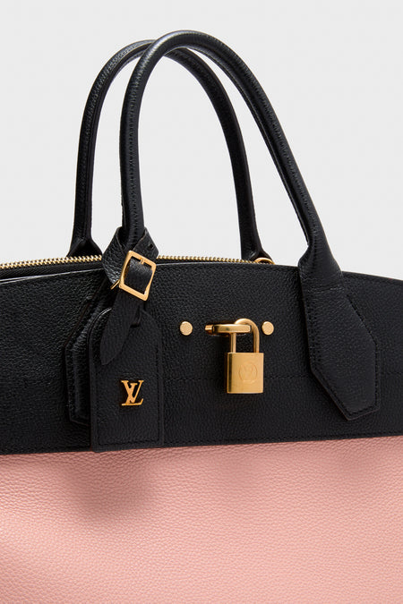 Louis Vuitton Magnolia Pink and Black Pebbled Calf Leather City Steamer MM