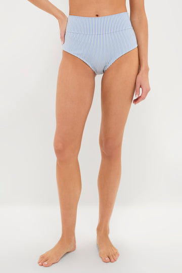 Classic Blue Stripe High Rise Bikini Bottom