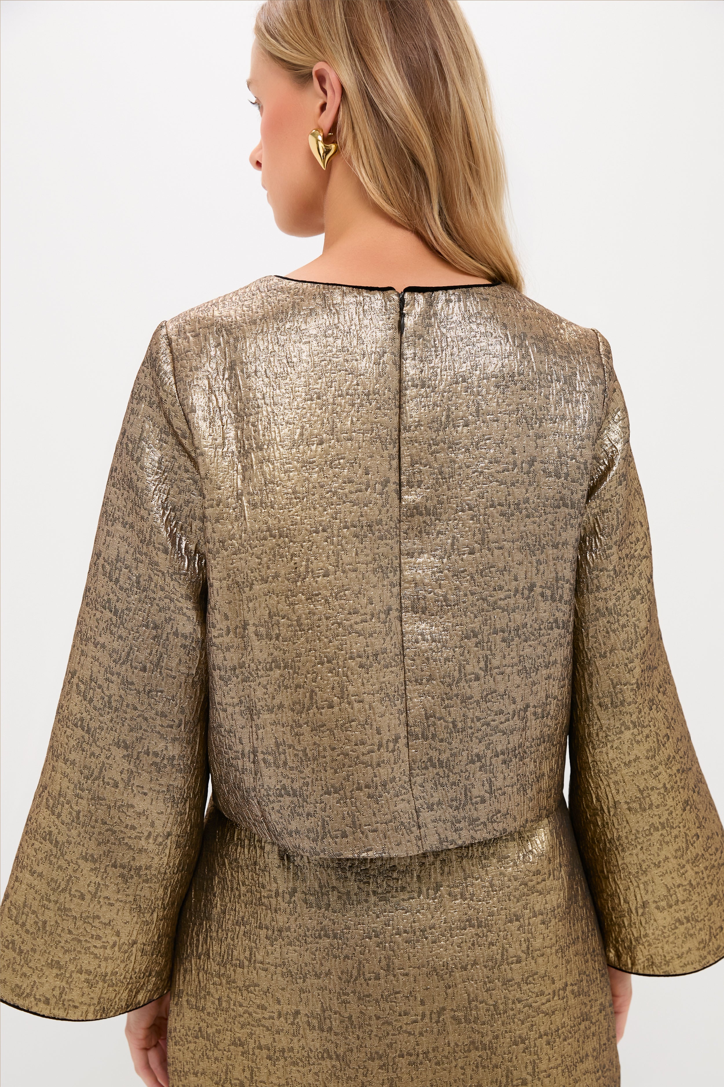 Gold Textured Jacquard Maxine Top