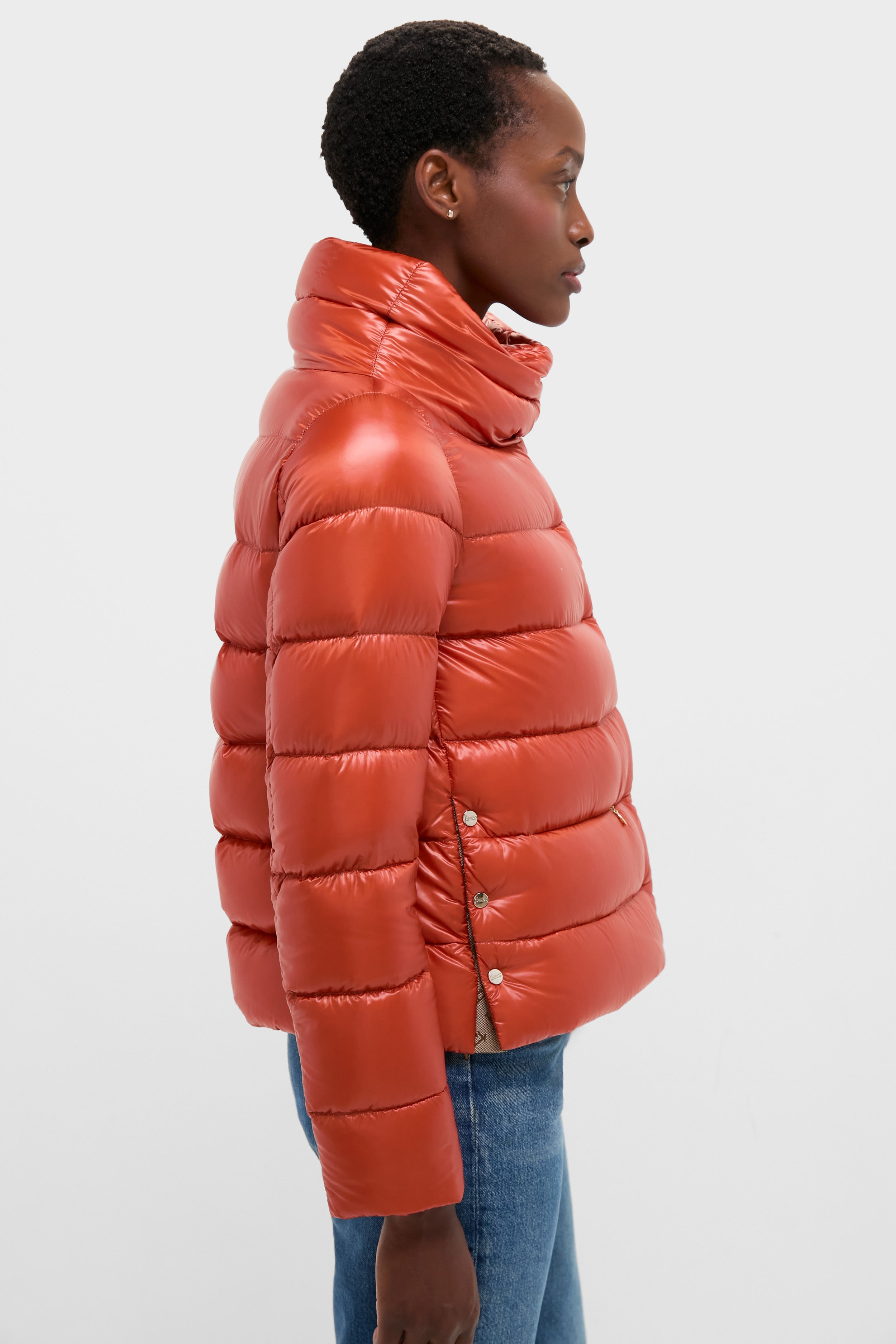 ゆうき様 HERNO ショート ノーカラー リネン ダウンジャケット Arancione Nylon Ultralight Jacket | HERNO