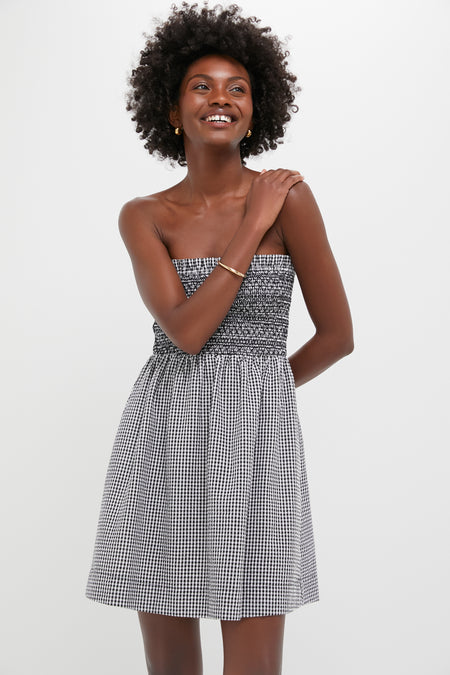 Black Gingham Seersucker Winona Mini Dress