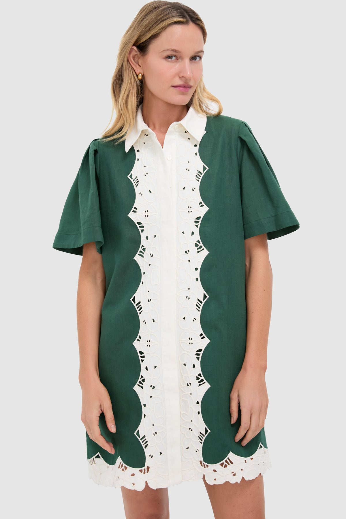 Dark Green Eyelet Trim Cotton Linen Delilah Dress | Tuckernuck Dark Green Eyelet Trim Cotton Linen Delilah Dress | Tuckernuck