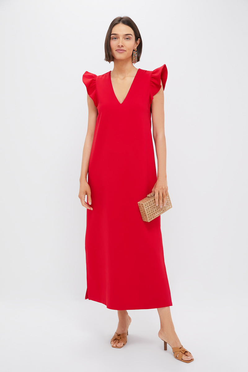 Red Flutter Sleeve Miko Dress