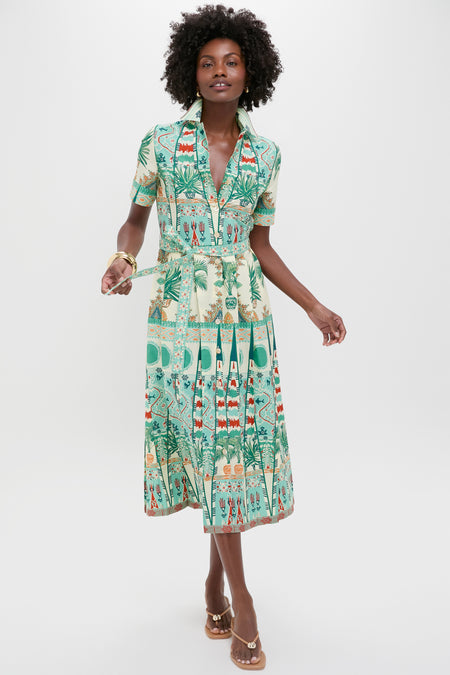 Green Tribal Botanic Claudia Dress