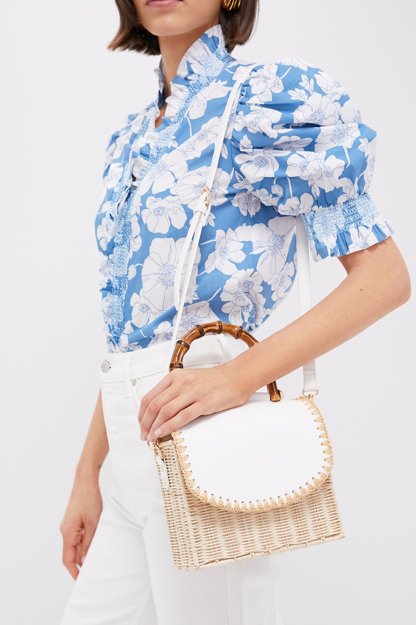 White and Natural Charli Box Bag