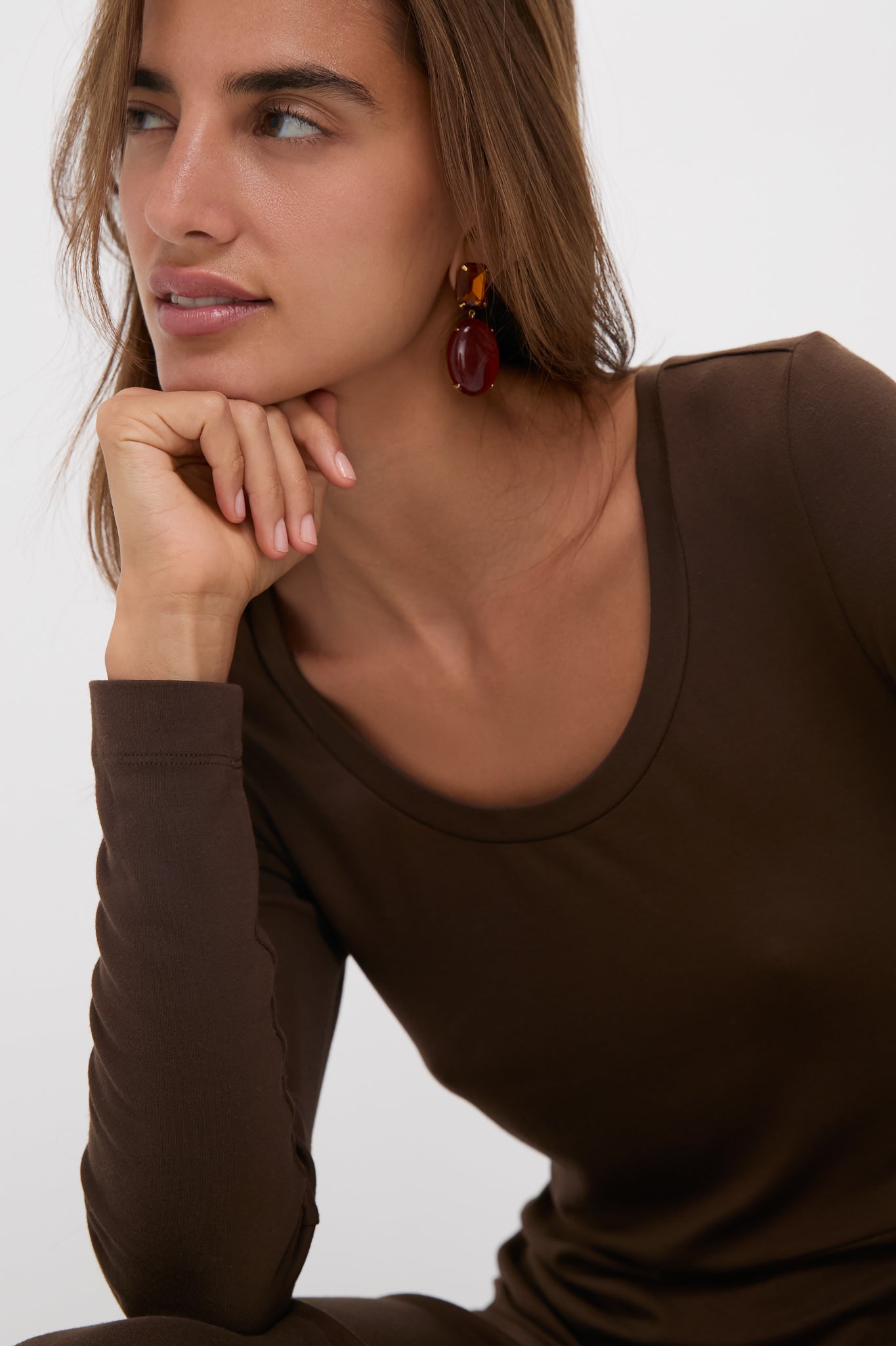 Chocolate Brown Long Sleeve Sara Maxi Dress | Tuckernuck