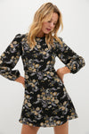 Black Multi Floral Sophia Mini Dress