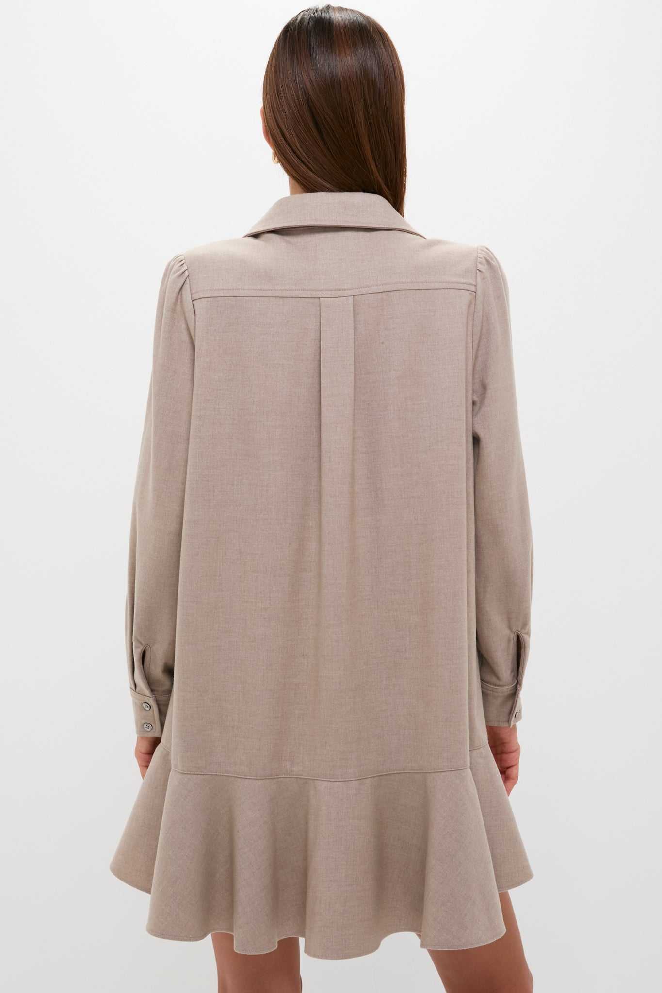 Taupe Brushed Wool Callahan Shirt Dress
