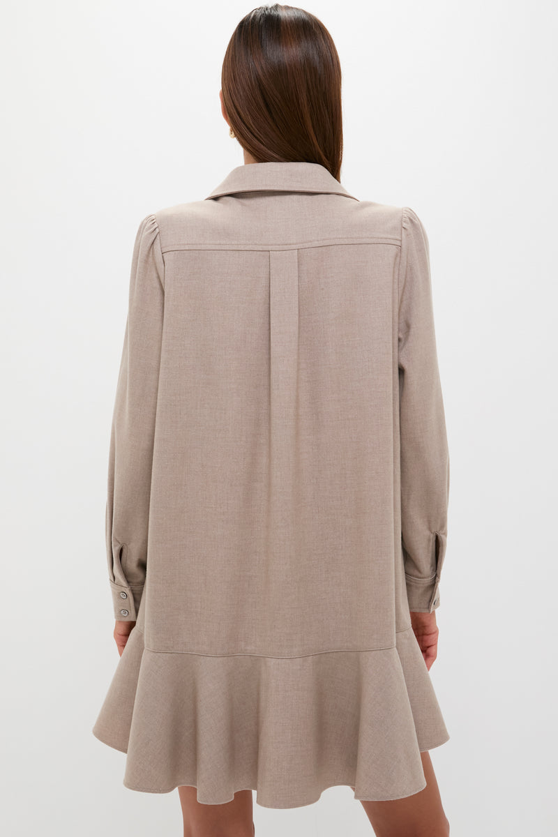Taupe Brushed Wool Callahan Shirt Dress