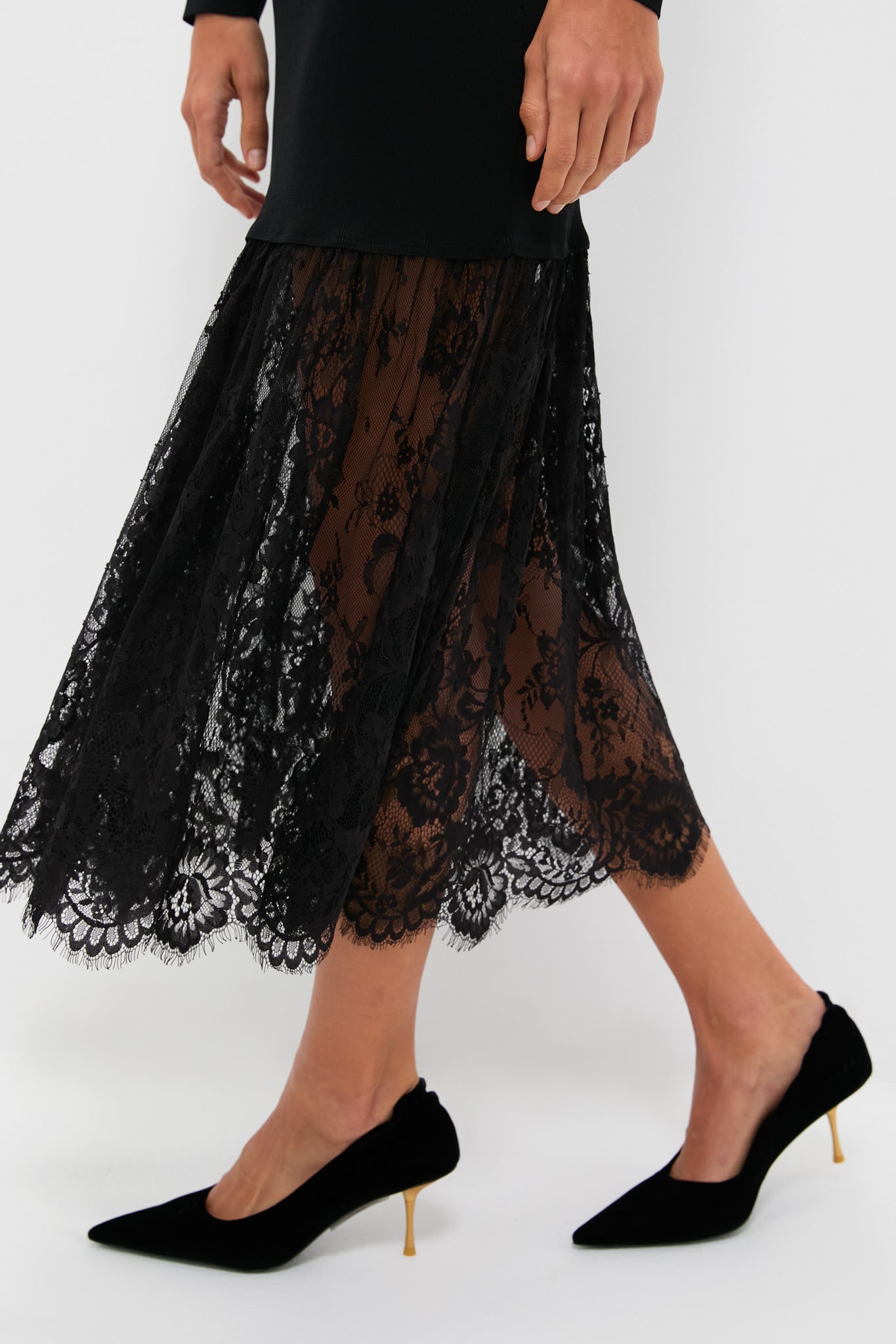 nagonstans knit combination dress ブラック Neidina Bubble Mini Dress