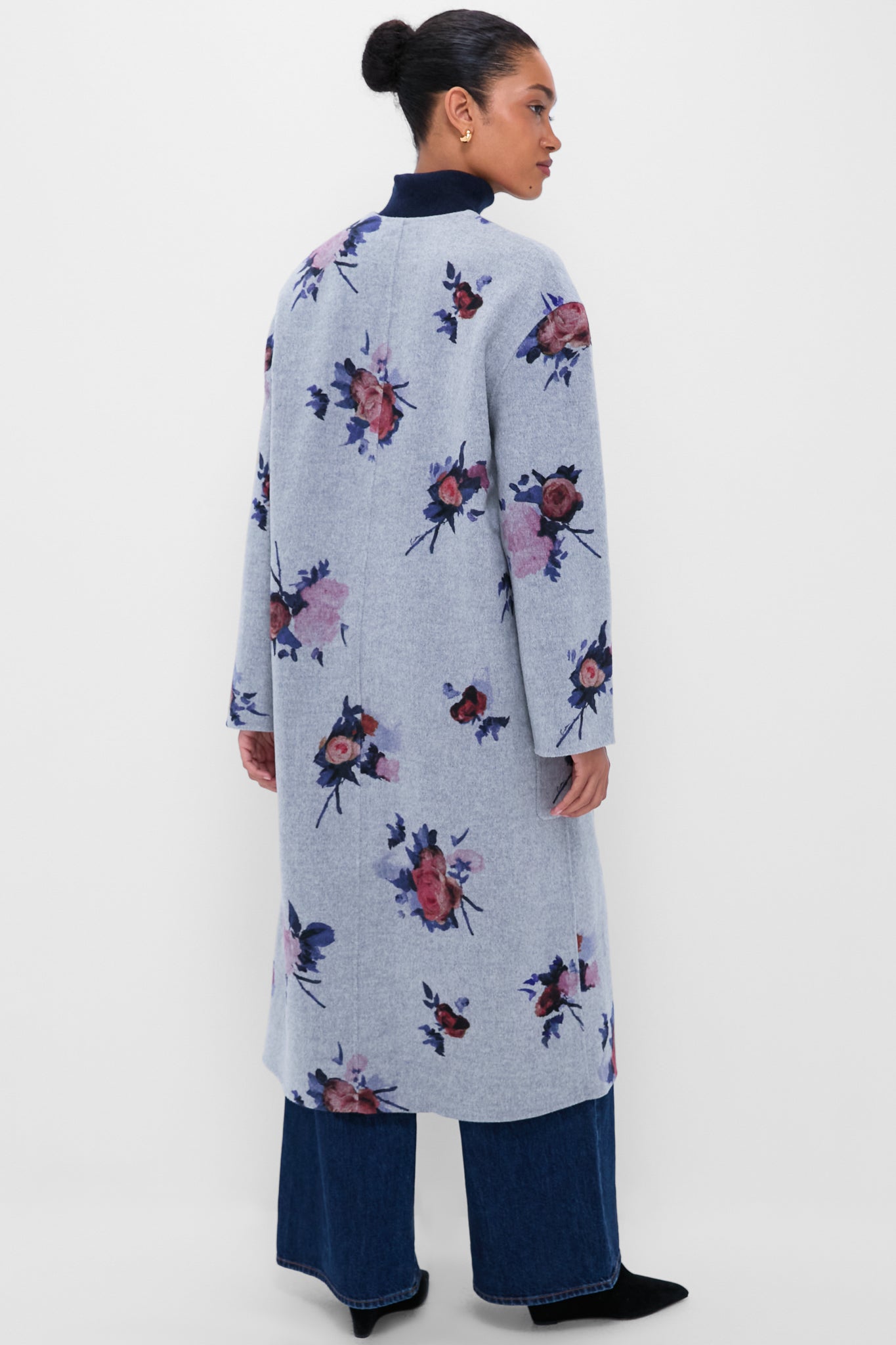 Painted Rose Grey Melange Oversize Belted Coat | ERDEM