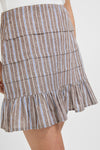 Dove Stripe Linen Ruffle Amira Mini Skirt