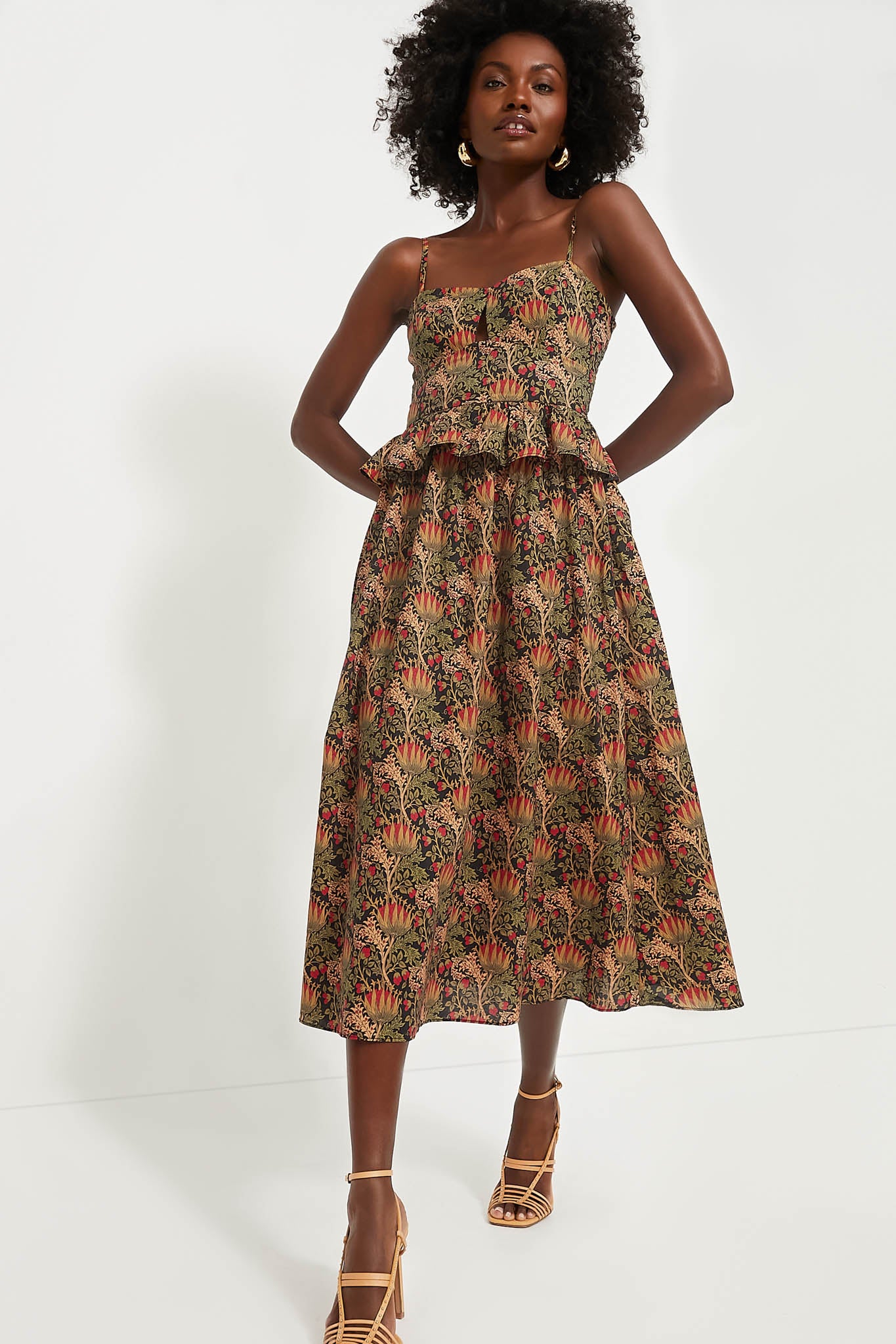 Floral midi cocktail dress hotsell