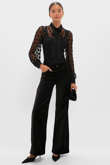 Noir Soraya Lace Neck-Tie Blouse