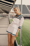 White and Green Mesh Fischer Sweater
