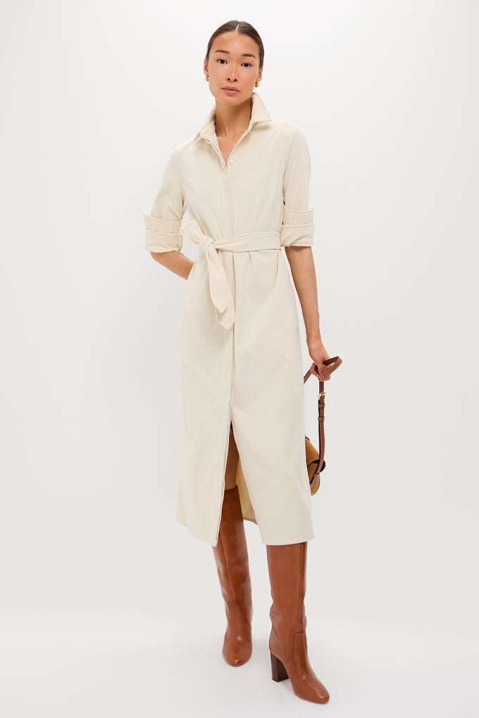 Cream Wide Wale Corduroy Tara Shirt Dress