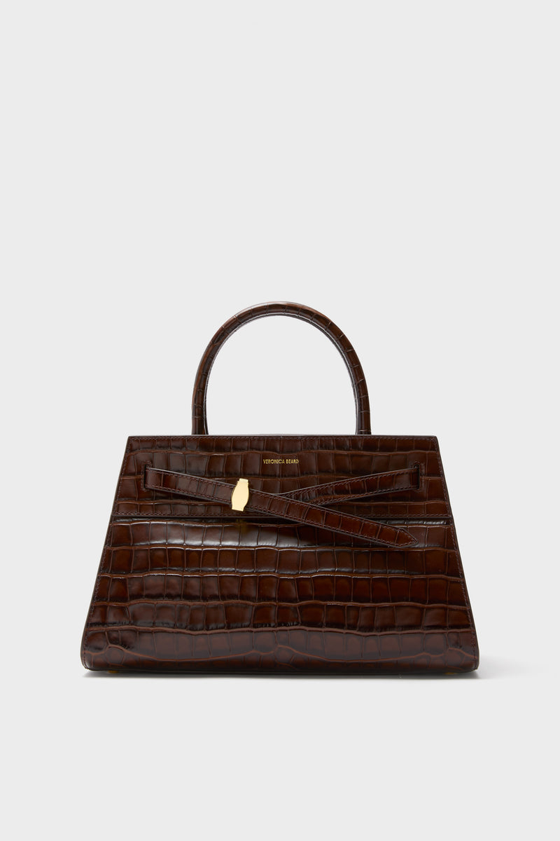 Chestnut Croc Embossed Veronica Beard Dash Bag