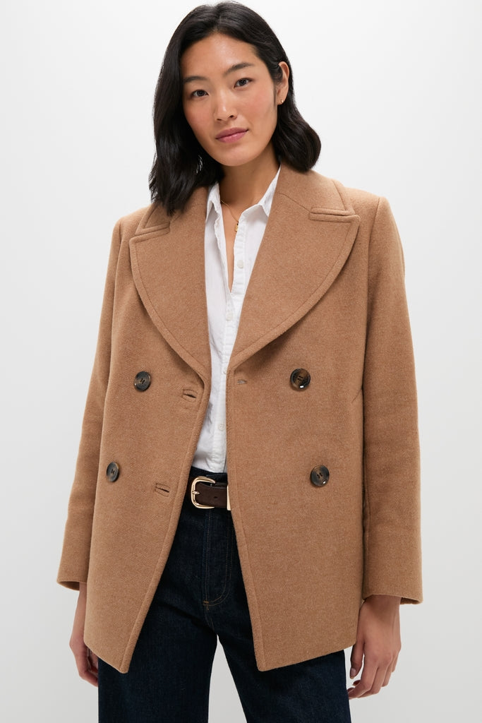 Camel Indie Military Wool Peacoat