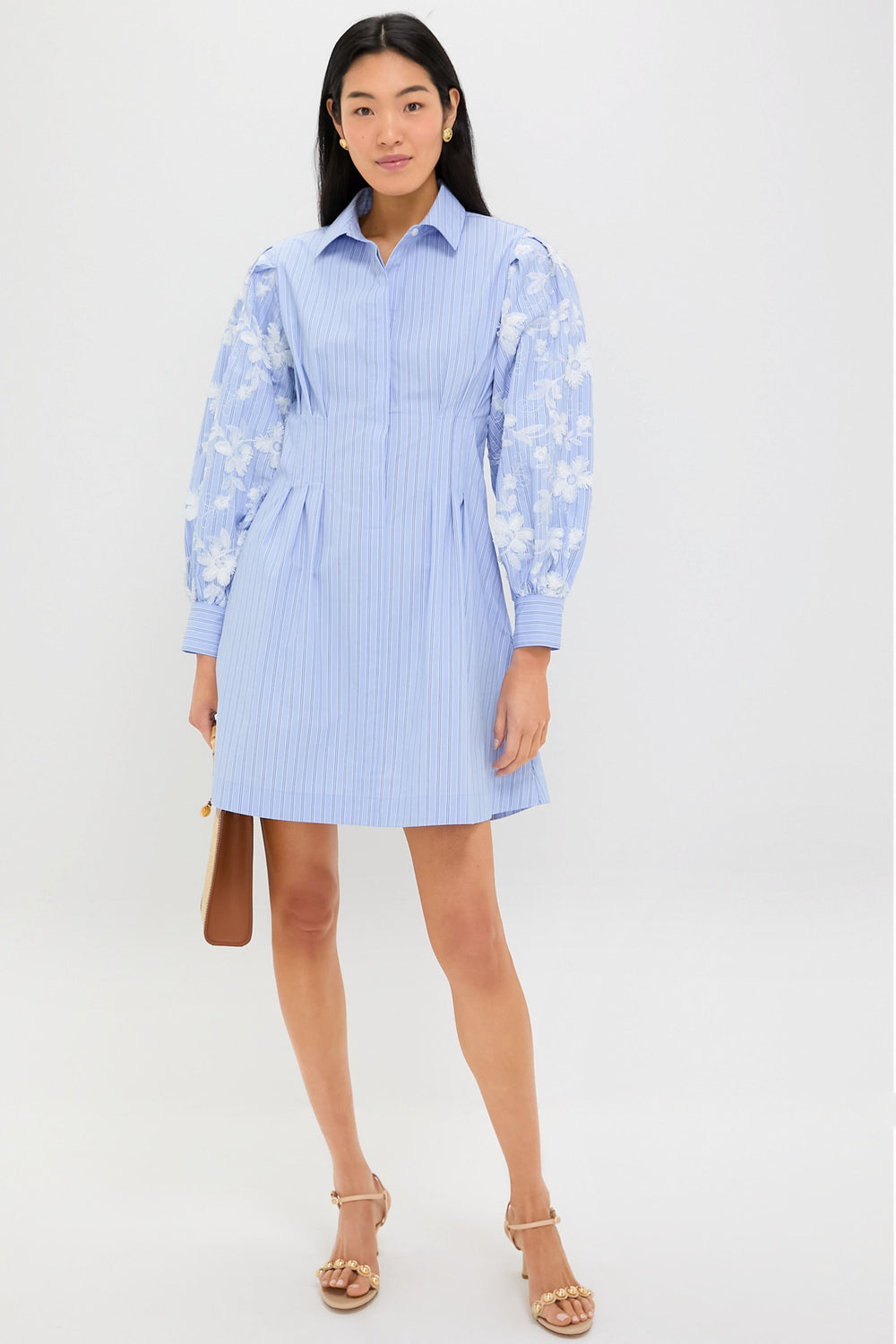 Blue Stripe Embroidery Mini Corinne Dress | Tuckernuck Blue Stripe Embroidery Mini Corinne Dress | Tuckernuck