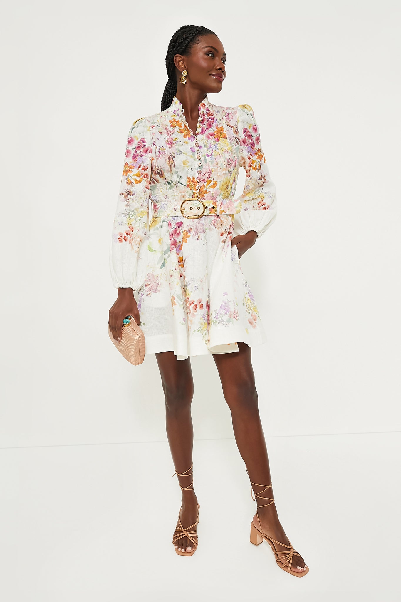 Kaleidoscope Garden Natura Buttoned Mini Dress | Zimmermann