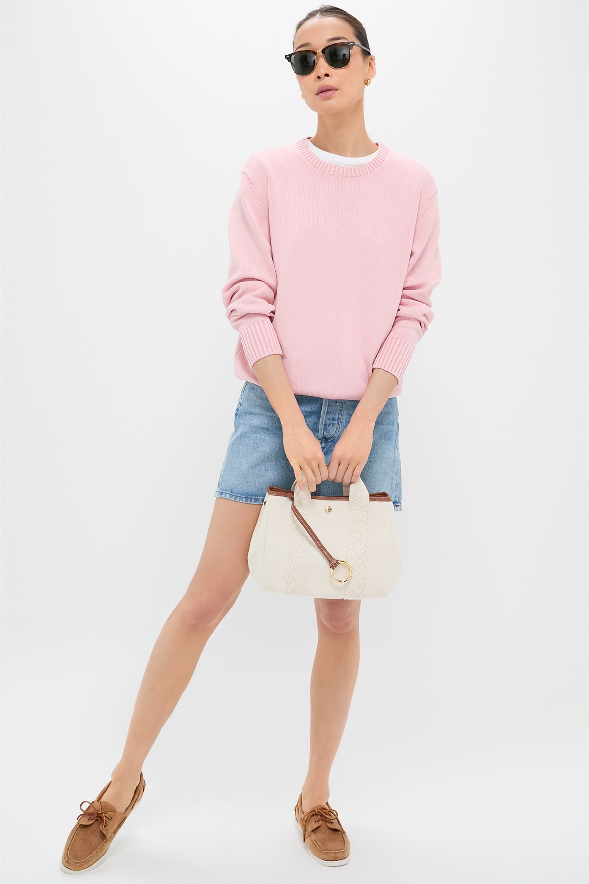 Pink Stone Washed Cotton Anne Crewneck Sweater