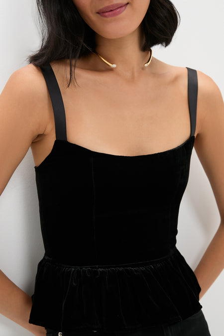 Black Velvet Jour Peplum Top
