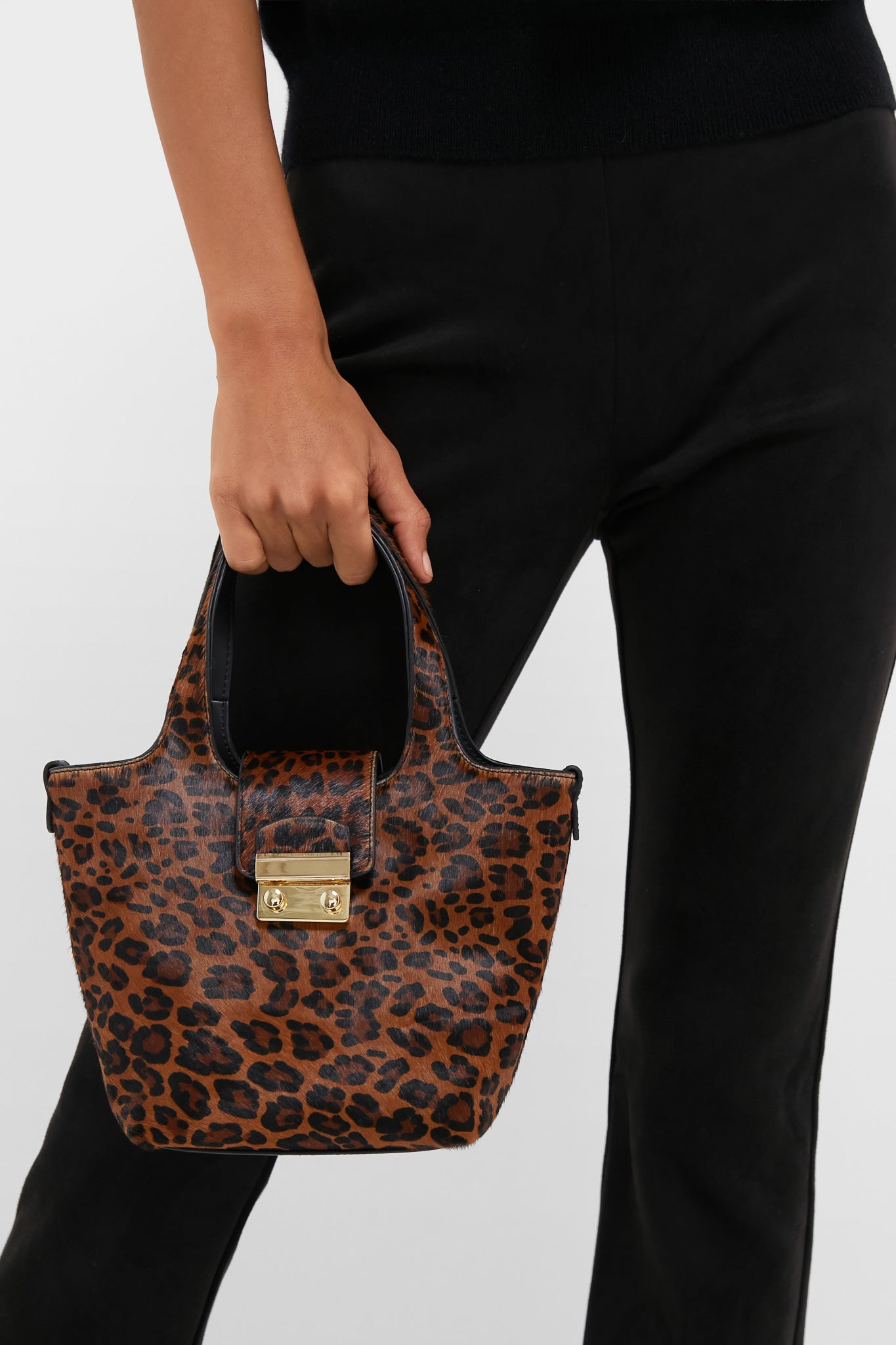 Leopard Pony Hair Mini Market Tote