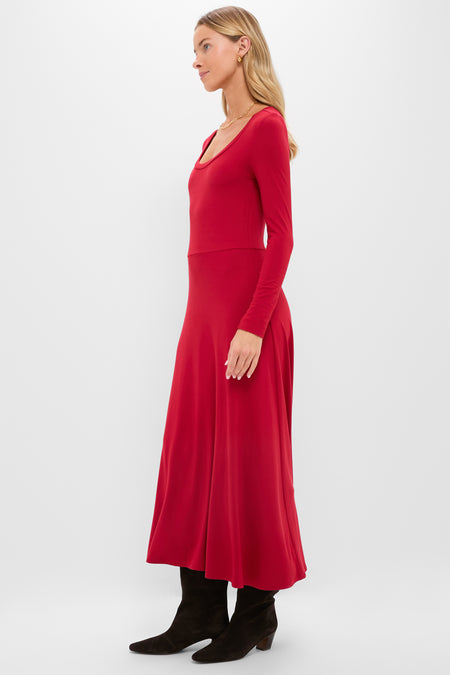 Red Long Sleeve Sara Maxi Dress