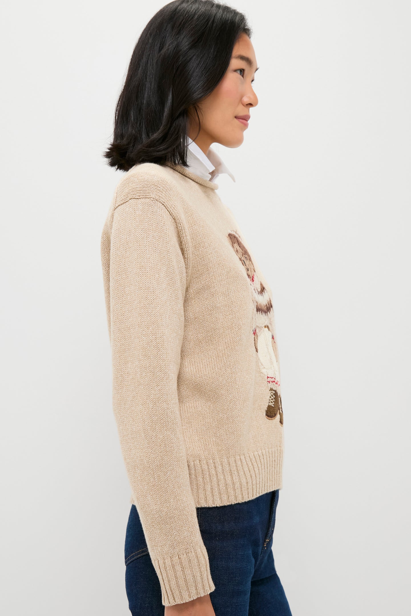 Dark Almond Marl Polo Bear Crewneck Sweater