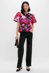 Pink and Red Lurex Abstract Jacquard Lyla Blouse