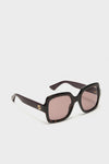 Havana Gucci Logo Squared Sunglasses