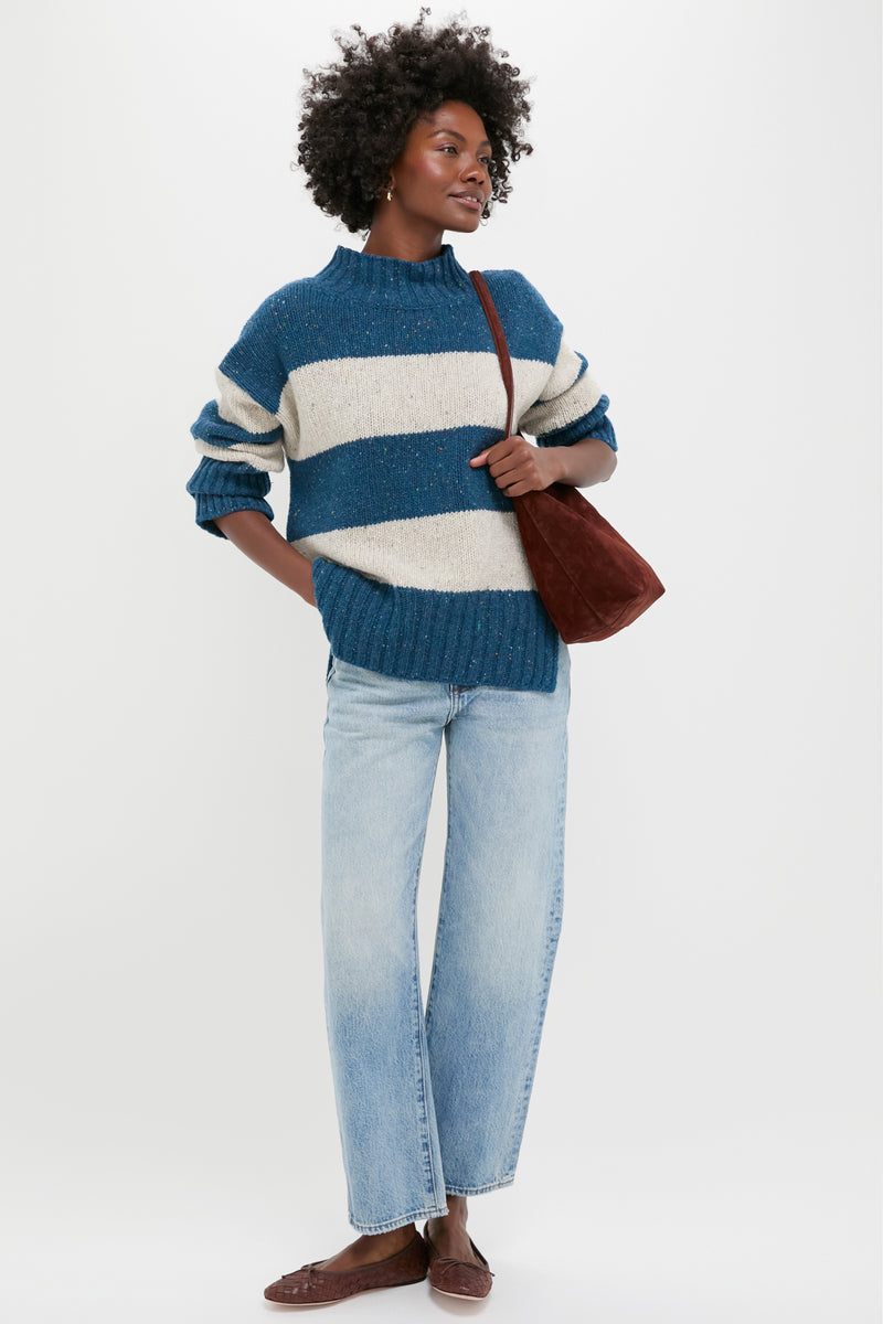 Ink Marl Arna Striped Funnel Neck Sweater