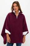Oxblood Boucle High-Neck Poncho