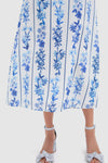 Blue Floral and Stripe Minnie Midi Dress