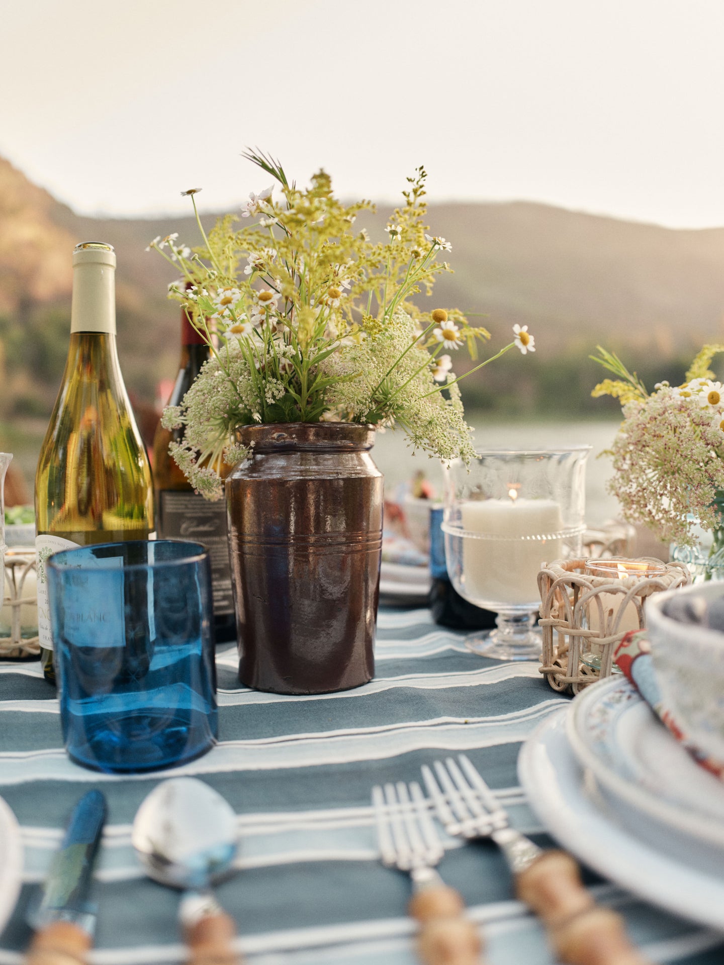 French Blue Starry Night Rocks Glass