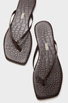 Carob Croc Square Toe Lily Flip Flops