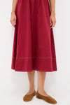 Oxblood Puff Sleeve Midi Dress