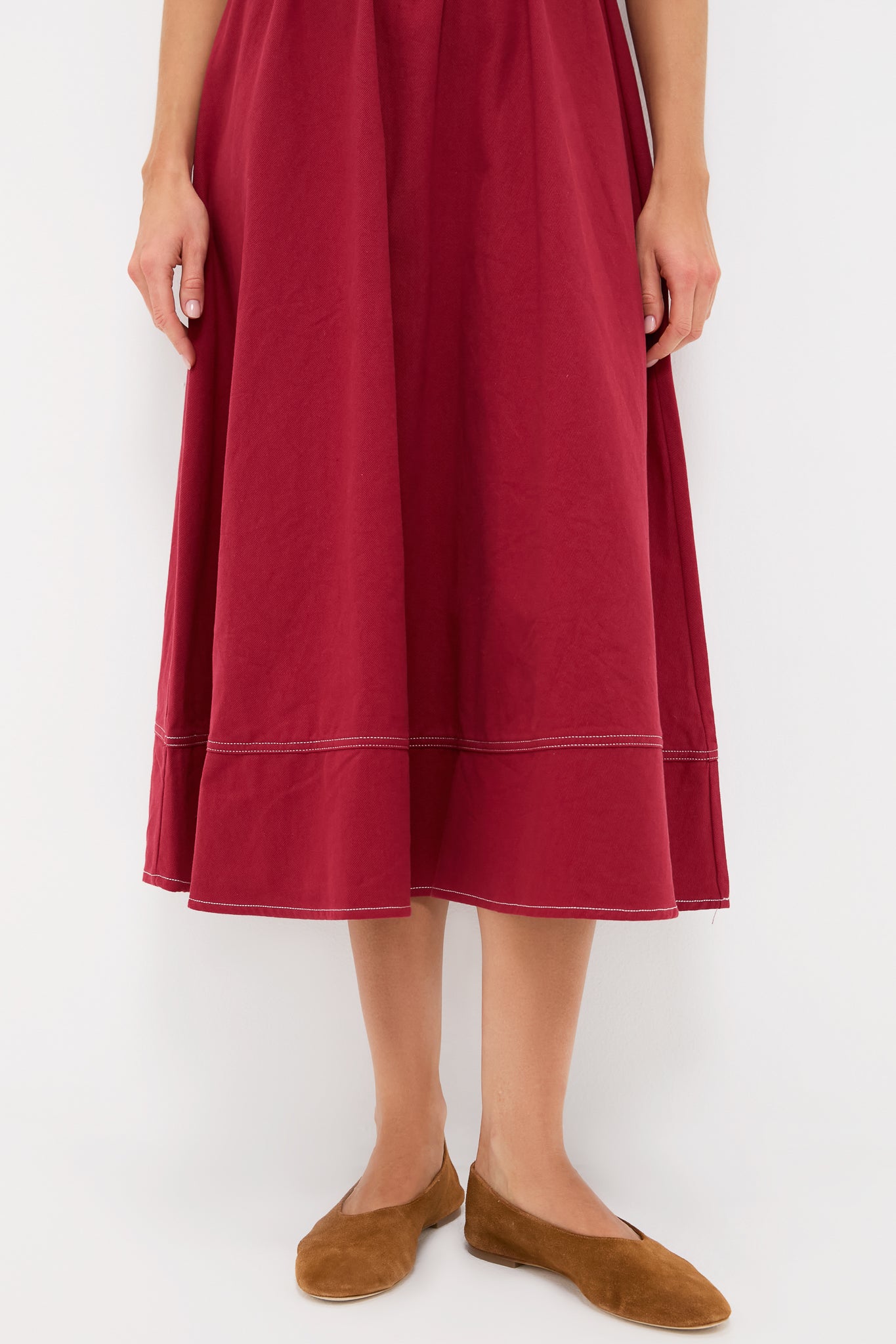 white christmas dresses Oxblood Puff Sleeve Midi Dress