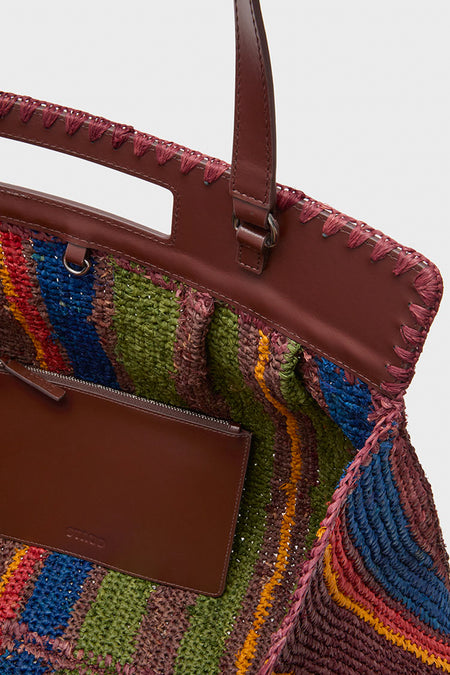 Jungle Stripe Raffia Rue Tote Bag