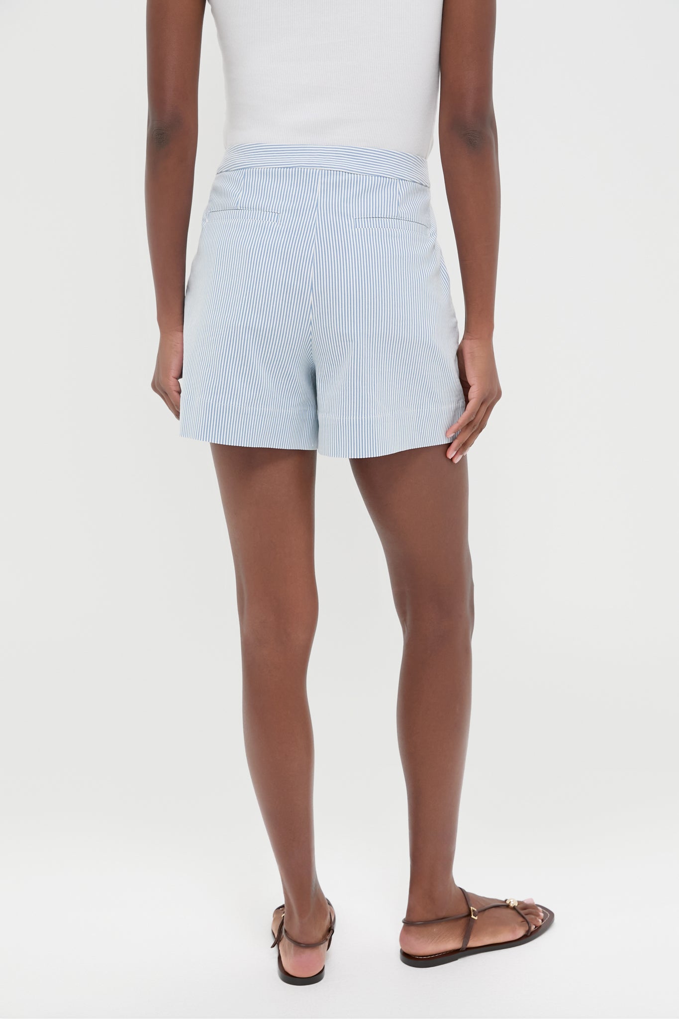 Light Blue Seersucker Ruth Short